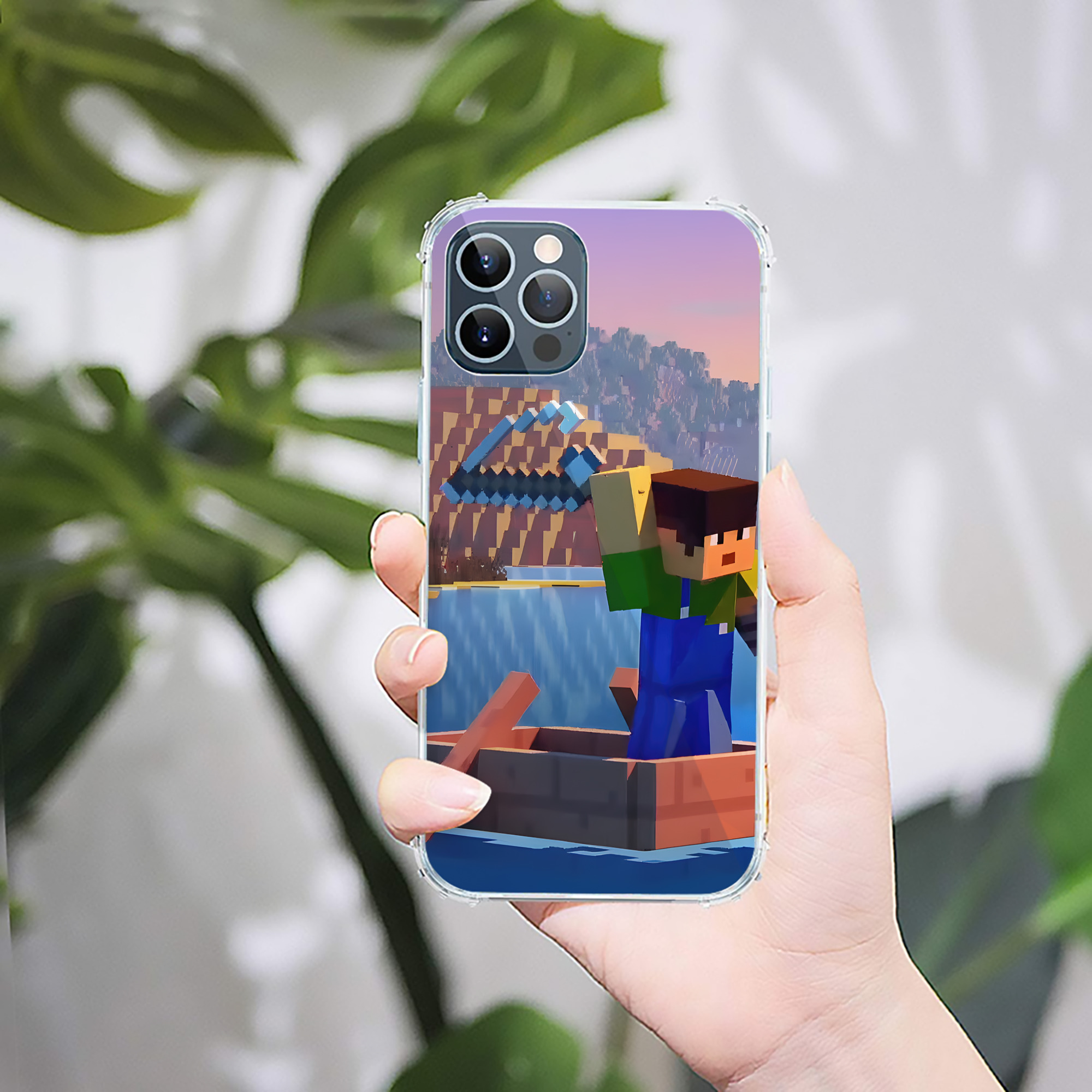 （画像用） マインクラフト ブロックの世界 Minecraft MC Block world 【iPhone 12シリーズ対応】透明スマホケース（クリアソフトケース）